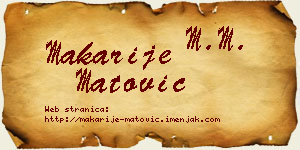 Makarije Matović vizit kartica